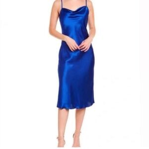 Bebe Satin Cowl Neck Midi Dress
